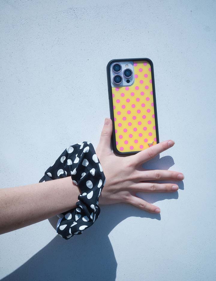 Wild Flower Polka Dot Yellow and Pink iPhone Case