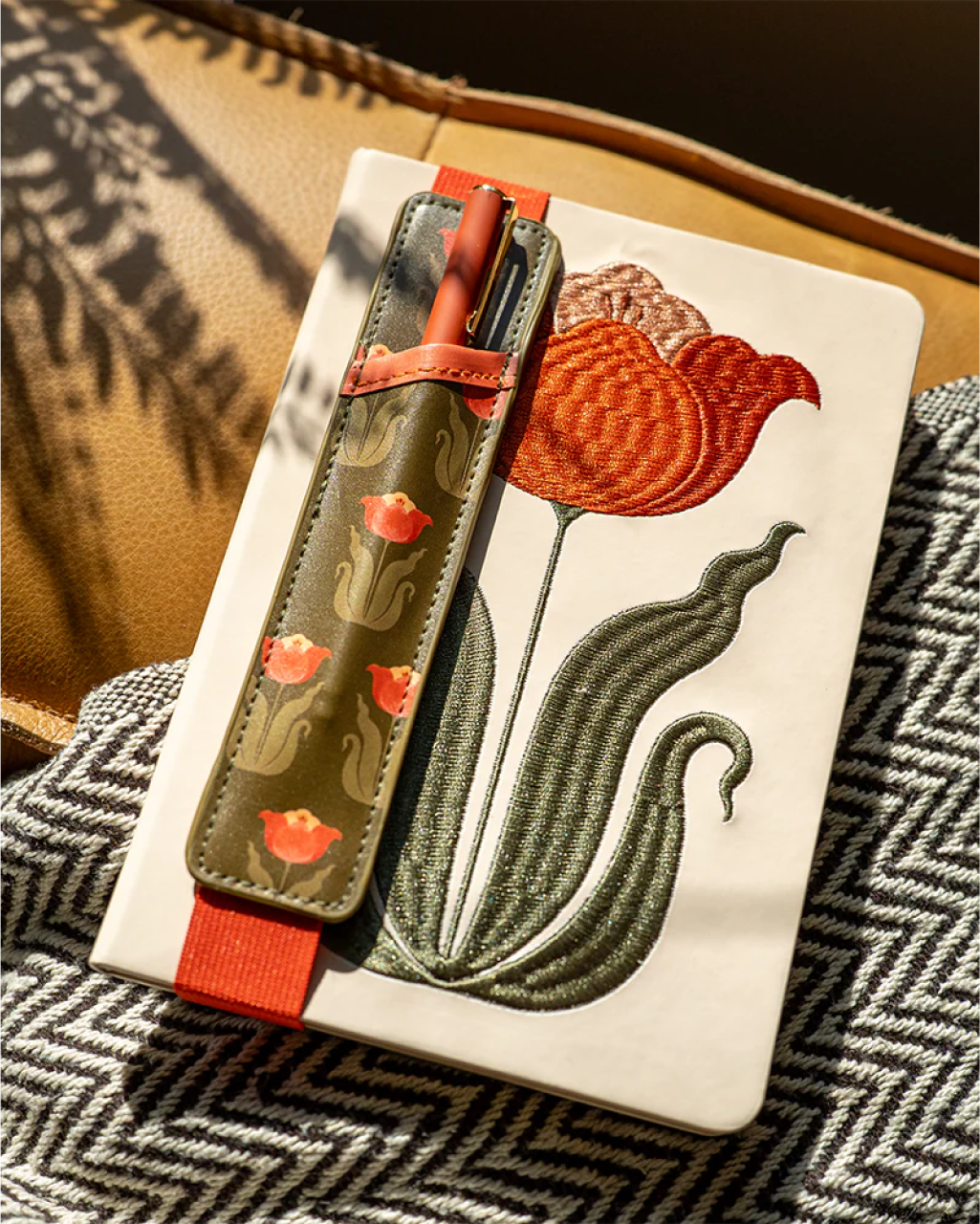 Denik Tulip Embroidered Journal w/ Pen - Lined