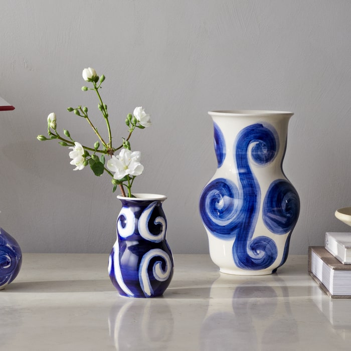 Kähler Tulle Vase, Blue, H: 8.9"