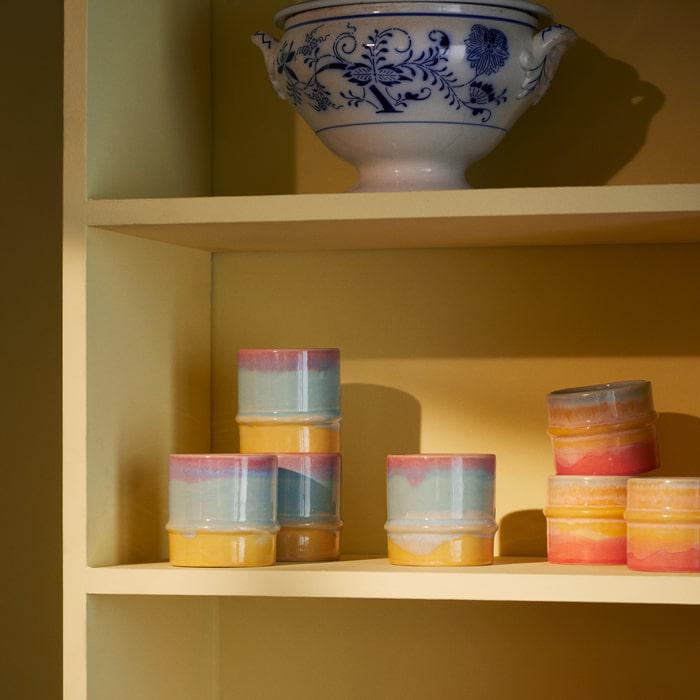 Kähler Poppery Mug, Pink/Mint/Yellow