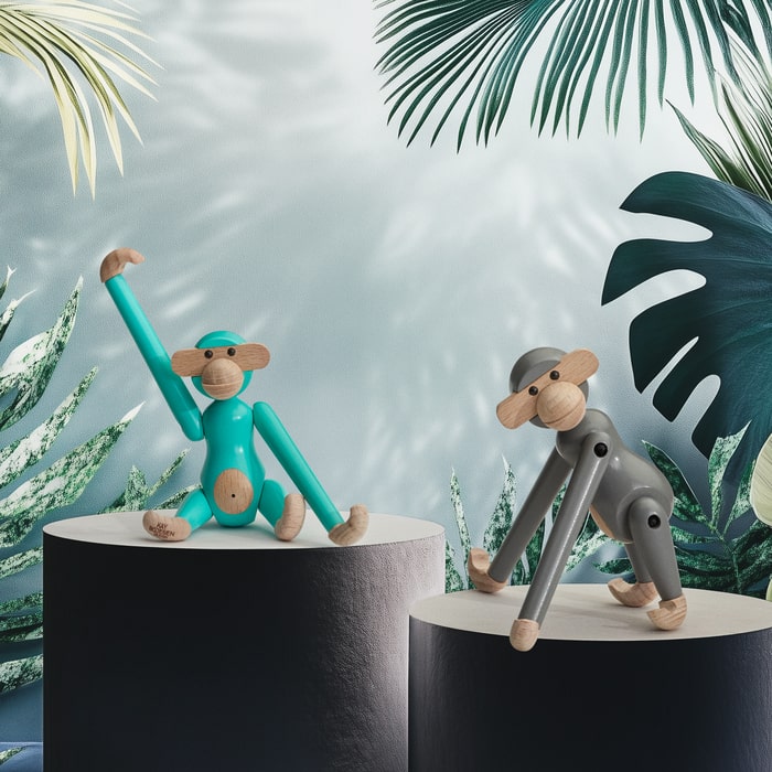 Kay Bojesen Monkey, Mini, Turquoise, H: 3.7"