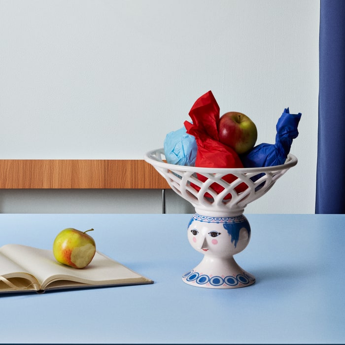 Bjørn Wiinblad Dora Fruit Bowl, Blue, Ø: 9.8"