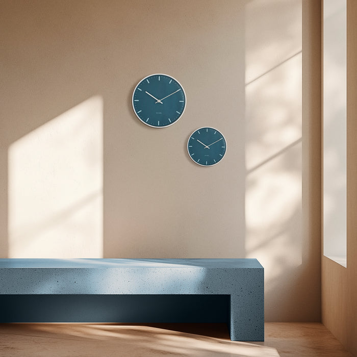 Arne Jacobsen City Hall Wall Clock, Medium, Blue, Ø: 8.3”
