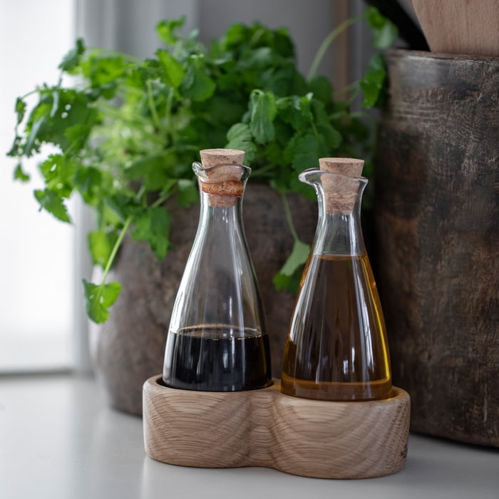 Kay Bojesen Menageri Oil And Vinegar Bottles, Oak, 3.7 Oz