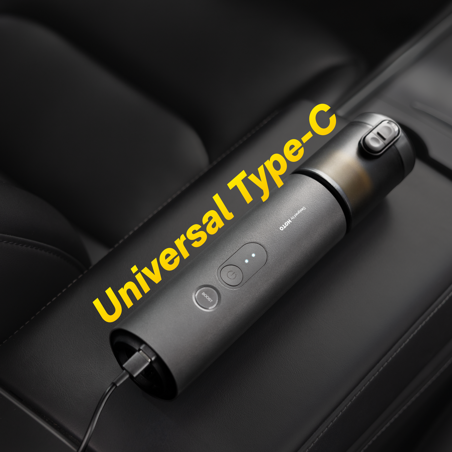 Black cylindrical device with 'Universal Type-C' text on a dark background HOTO-Autocare-Air-Duster-Vacuum-include