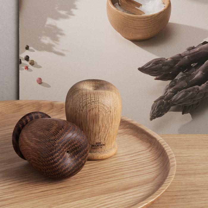 Kay Bojesen Menageri Salt and Pepper Set, Oak/Smoked Oak, H: 2.4", 2 Pcs.