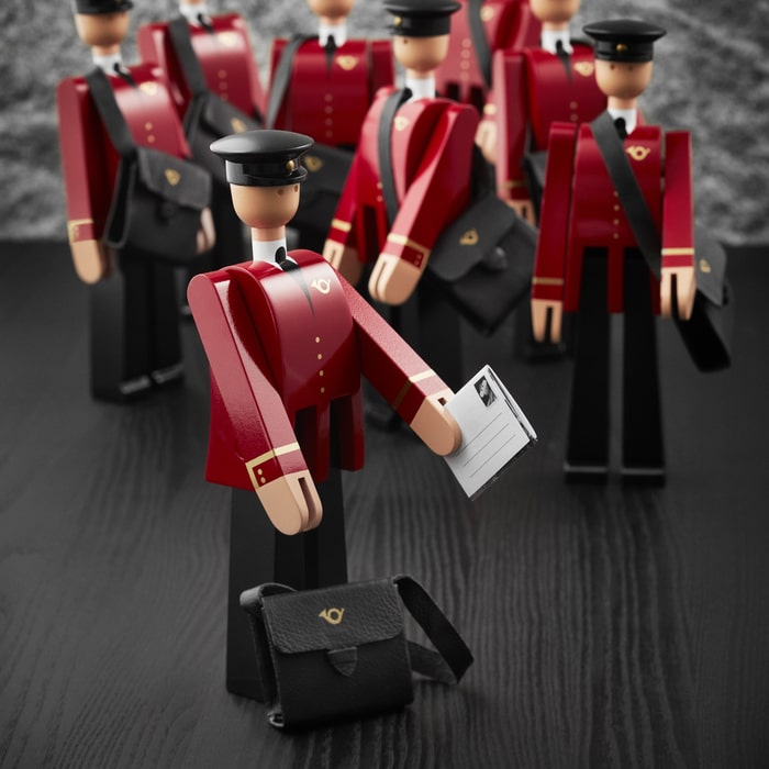 Kay Bojesen Postman, Black/Red, H: 7.9"