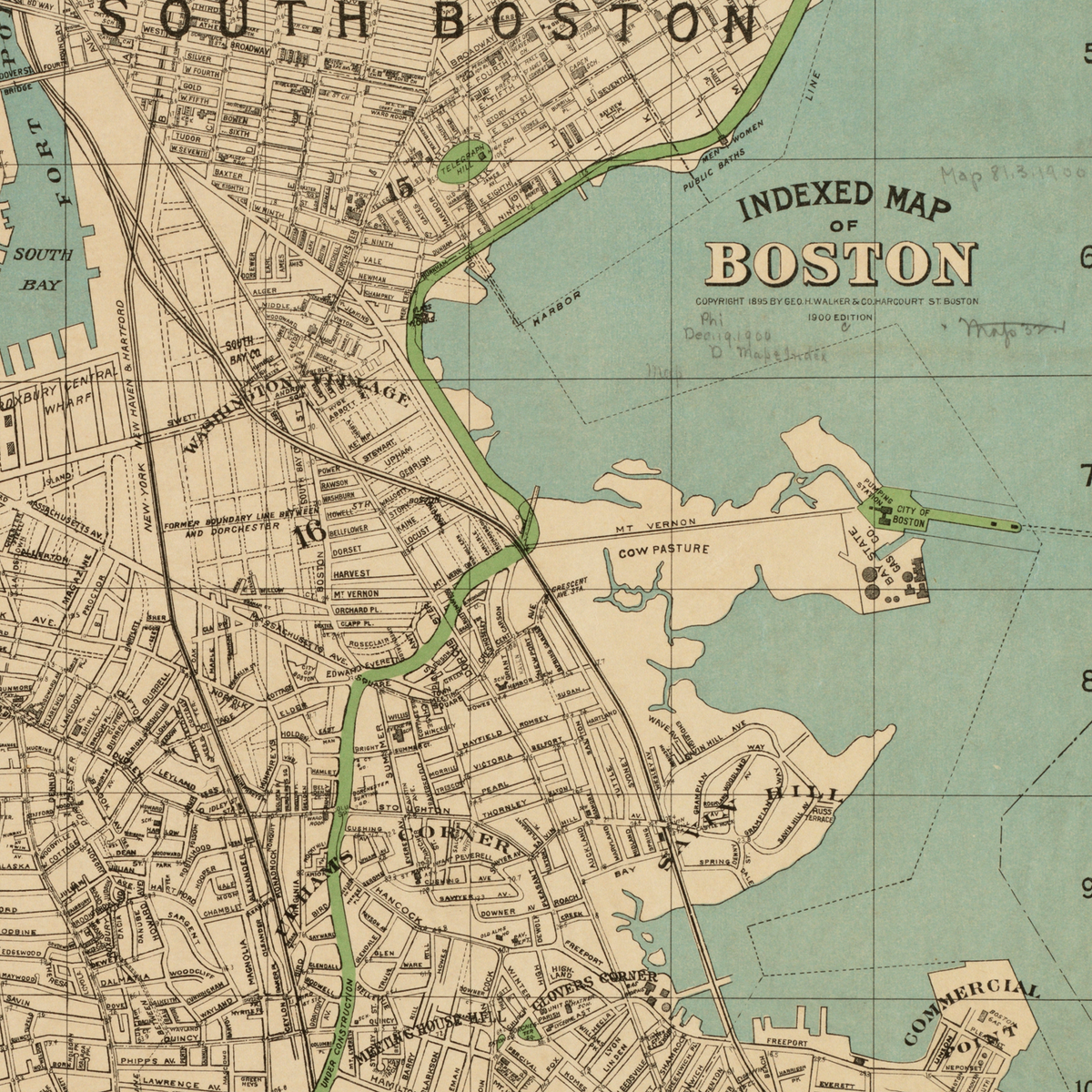 Boston, Massachusetts - Vintage Map