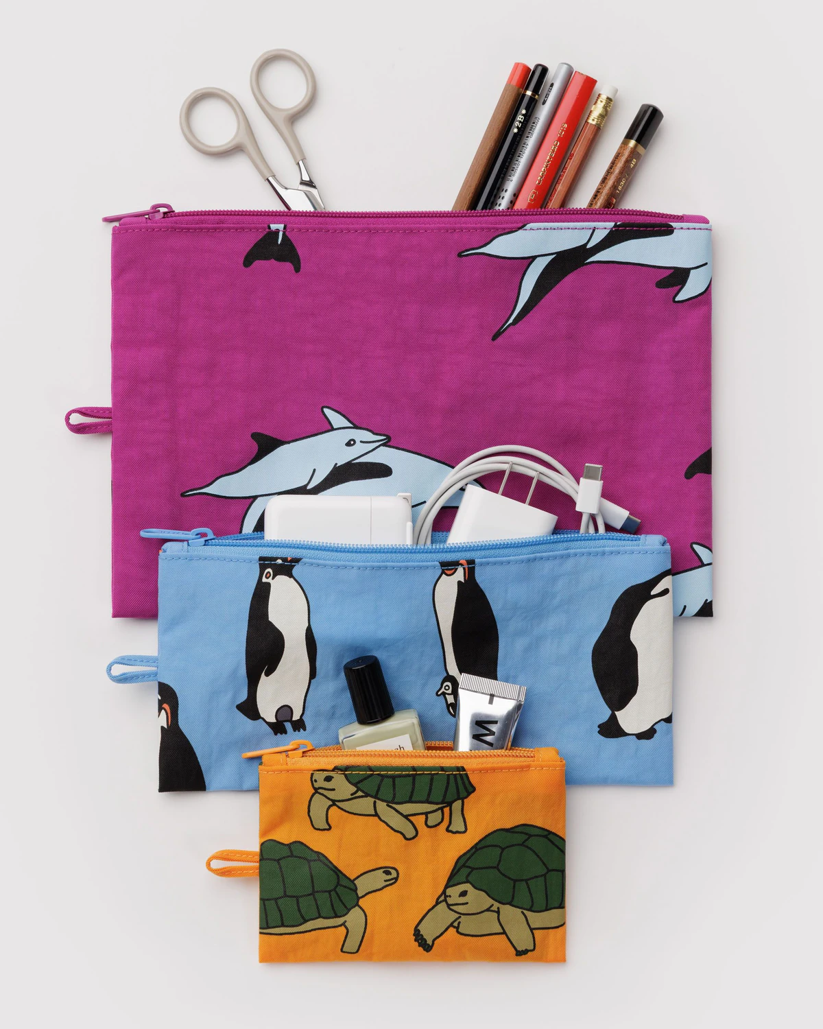 Baggu Flat Pouch Set 2 | Vacation Animals