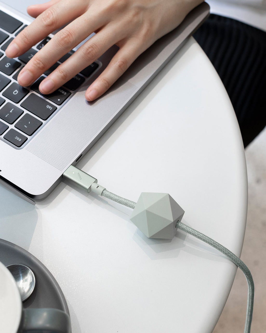 Native Union Type-C Desk Cable Green in Use