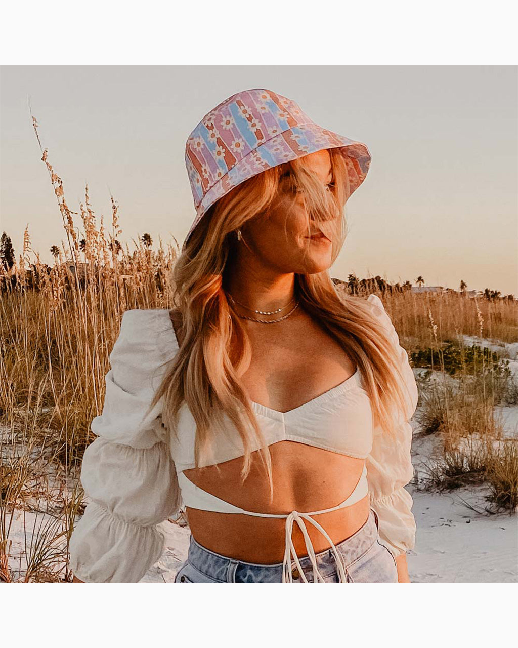 Katydid Daisy Bucket Hat - Daisy Stripes