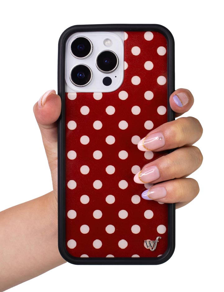 Wild Flower Polka Dot Burgundy and Cream iPhone Case