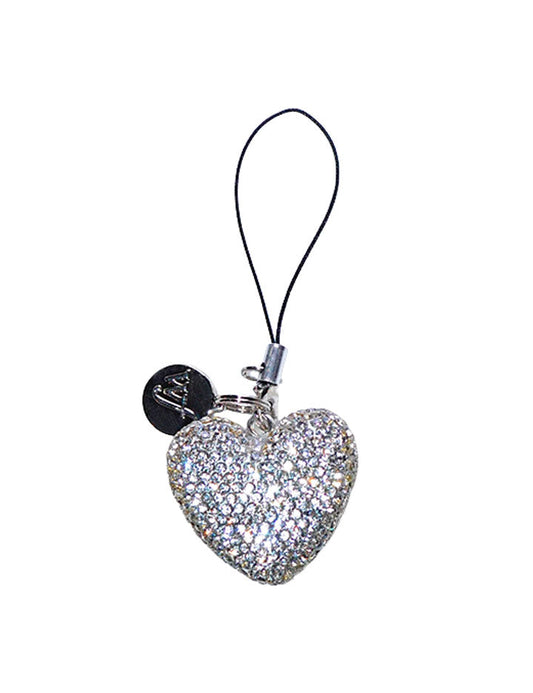 Wild Flower Rhinestone Heart Charm White
