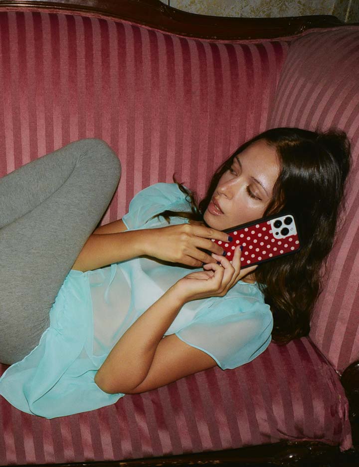 Wild Flower Polka Dot Burgundy and Cream iPhone Case
