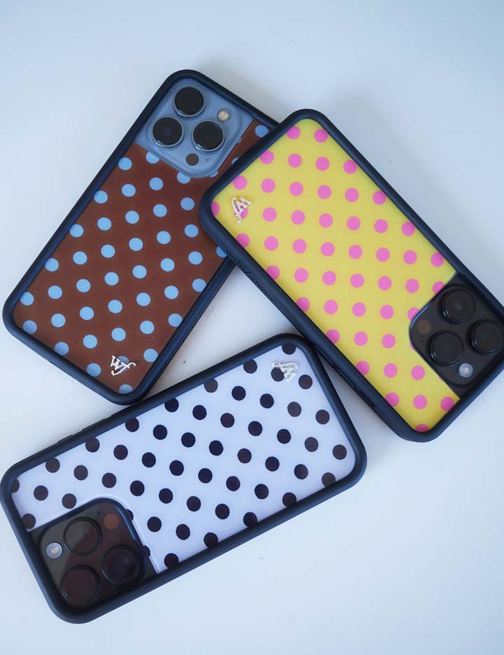 Wild Flower Polka Dot Brown and Blue iPhone Case