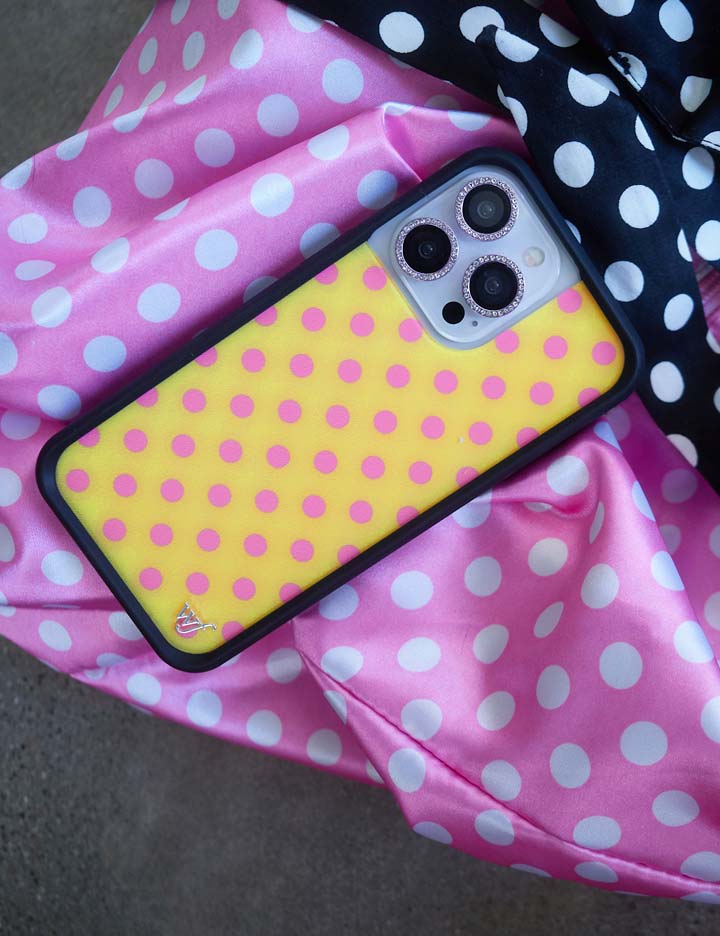 Wild Flower Polka Dot Yellow and Pink iPhone Case