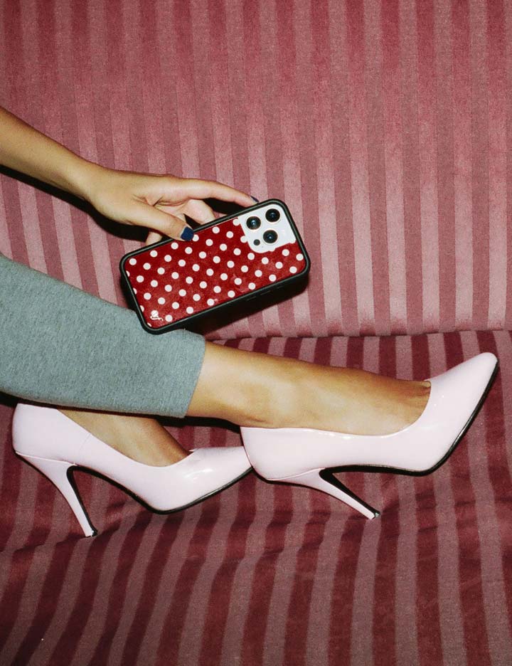 Wild Flower Polka Dot Burgundy and Cream iPhone Case