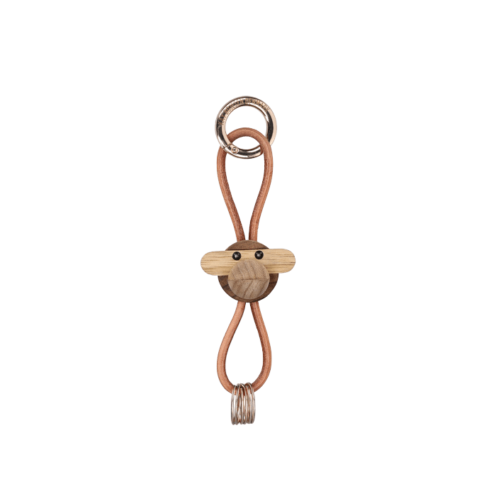 Kay Bojesen Monkey Bag Charm, Gold/Natural Leather