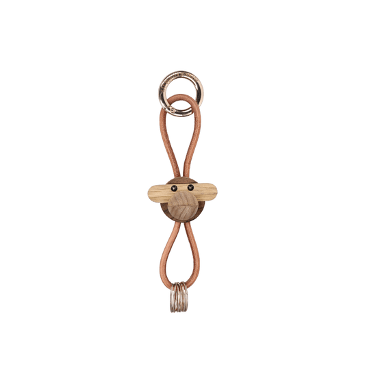 Kay Bojesen Monkey Bag Charm, Gold/Natural Leather