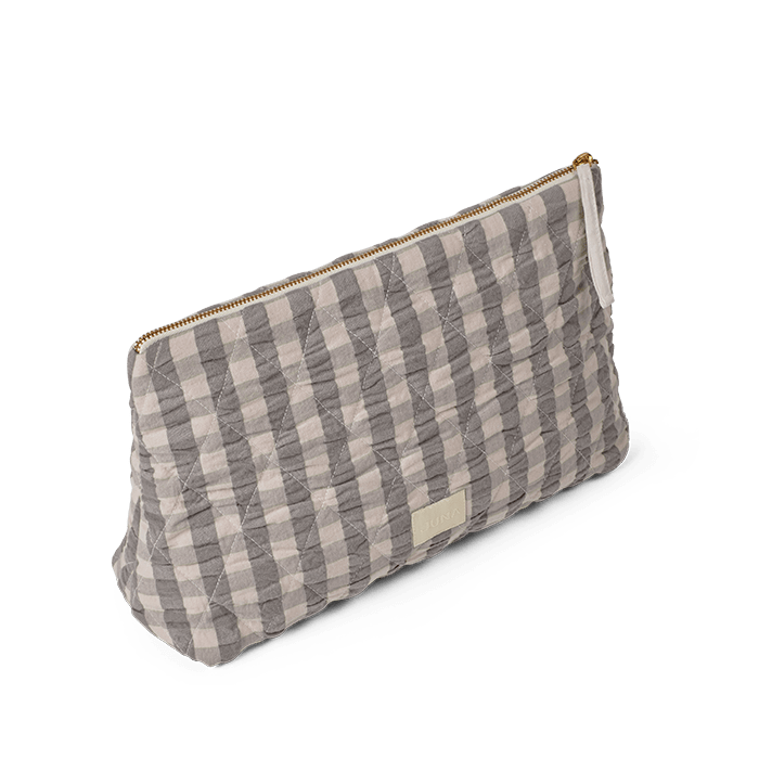 JUNA Nola Makeup Bag, Grey/Birch