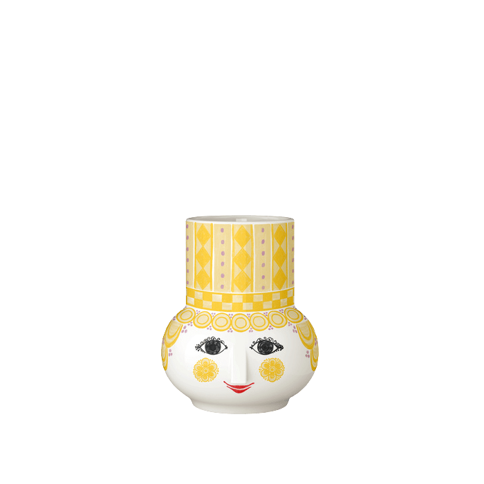Bjørn Wiinblad Olga Candle Holder, Yellow, H: 3.5"