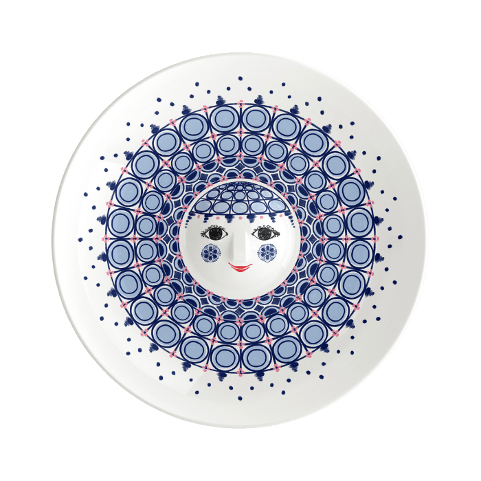 Bjørn Wiinblad Olga Dish, Blue, Ø: 13"
