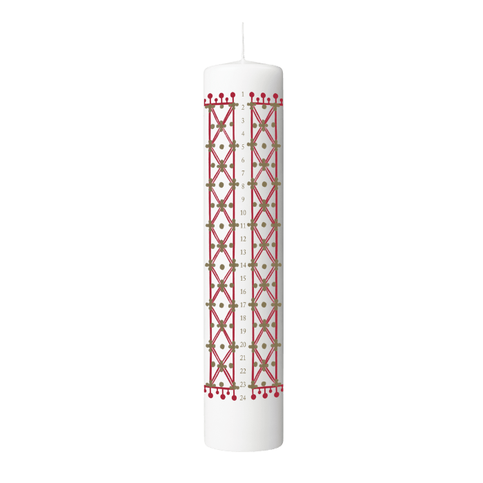 Bjørn Wiinblad Eva Advent Candle, White with Decorations, H: 9.8"