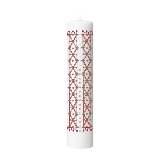 Bjørn Wiinblad Eva Advent Candle, White with Decorations, H: 9.8"