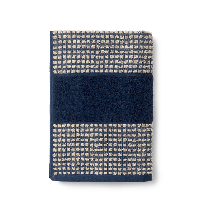 JUNA Check Towels, Dark Blue/Sand