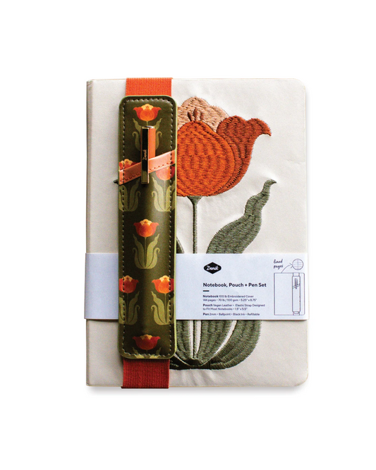 Denik Tulip Embroidered Journal w/ Pen - Lined