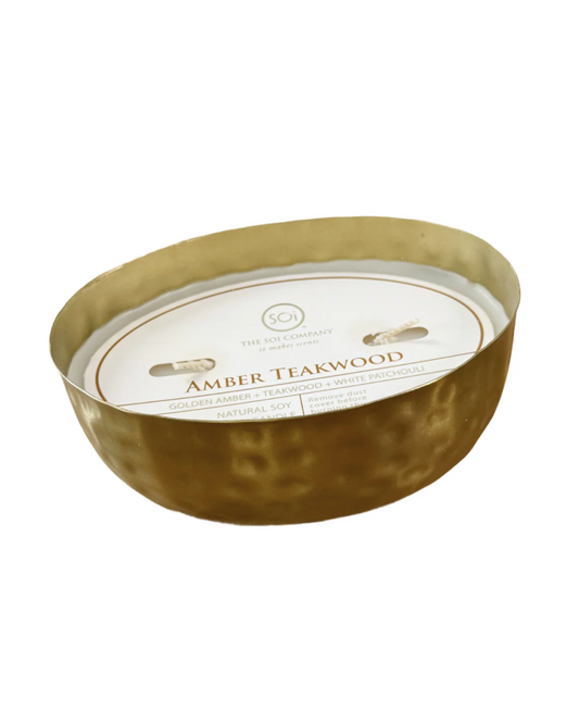 The SOi Company Amber and Teakwood Candle | 18oz Metal