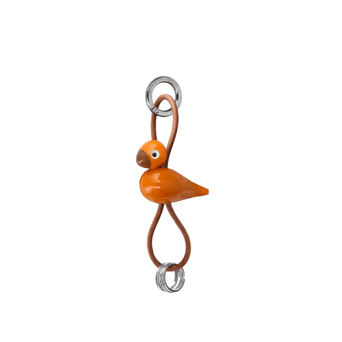 Kay Bojesen Bird Bag Charm, Orange/Natural Leather