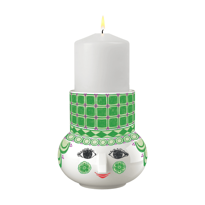 Bjørn Wiinblad Olga Tealight Holder, Green, H: 4.7"