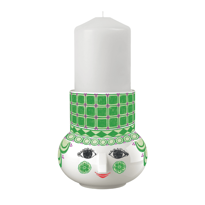Bjørn Wiinblad Olga Tealight Holder, Green, H: 4.7"