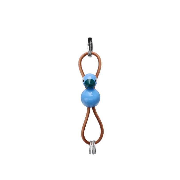 Kay Bojesen Bird Bag Charm, Blue/Natural Leather