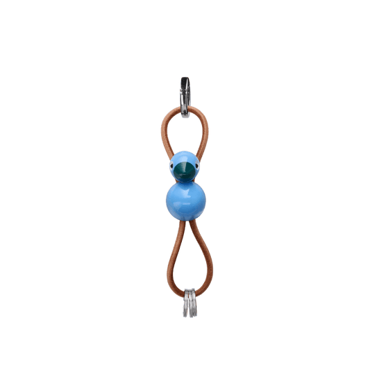 Kay Bojesen Bird Bag Charm, Blue/Natural Leather