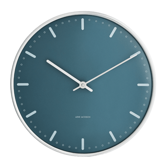 Arne Jacobsen City Hall Wall Clock, Large, Blue, Ø: 11.4”