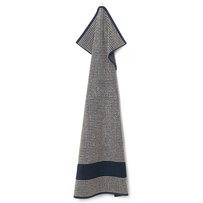 JUNA Check Towels, Dark Blue/Sand