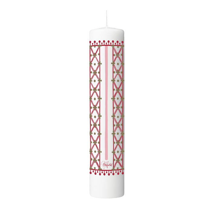 Bjørn Wiinblad Eva Advent Candle, White with Decorations, H: 9.8"