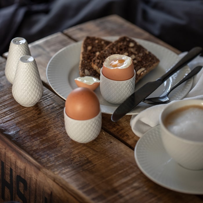 Lyngby Rhombe Egg Cup, White, 2 Pcs.