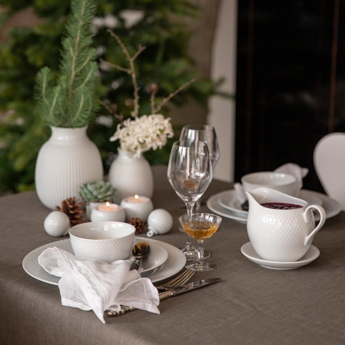 Lyngby Porcelæn Rhombe Gravy Boat, White, H: 4.7"
