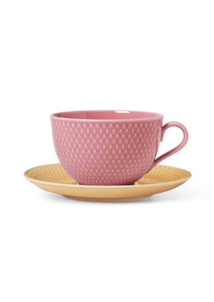 Lyngby Porcelæn Rhombe Color Tea Cup With Matching Saucer
