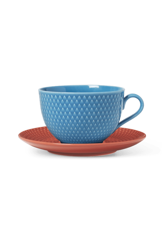 Lyngby Porcelæn Rhombe Color Tea Cup With Matching Saucer
