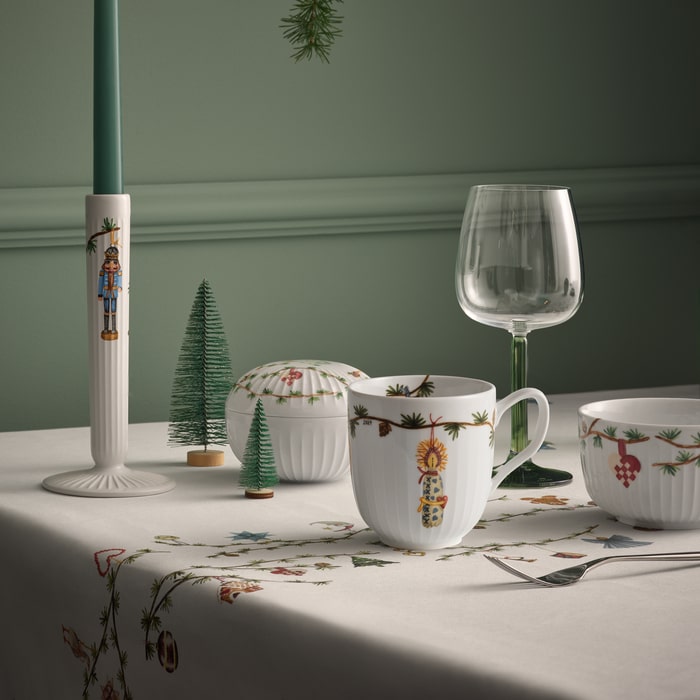 Kähler Hammershøi Christmas Mug, White with Decorations, 11.2 Oz