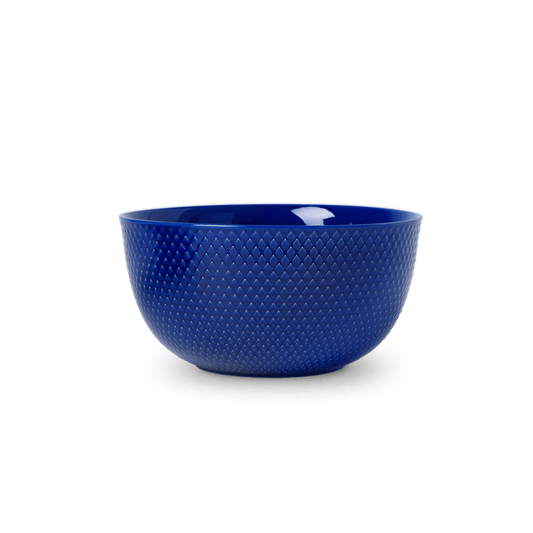 Lyngby Porcelæn Rhombe Color Serving Bowl, Dark Blue, Ø: 8.7"