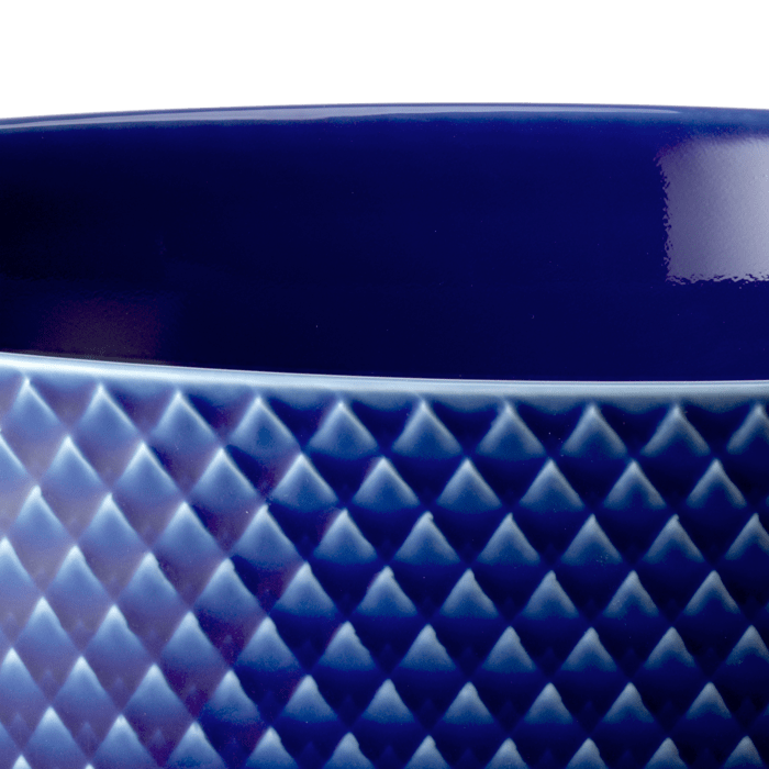 Lyngby Porcelæn Rhombe Color Serving Bowl, Dark Blue, Ø: 8.7"