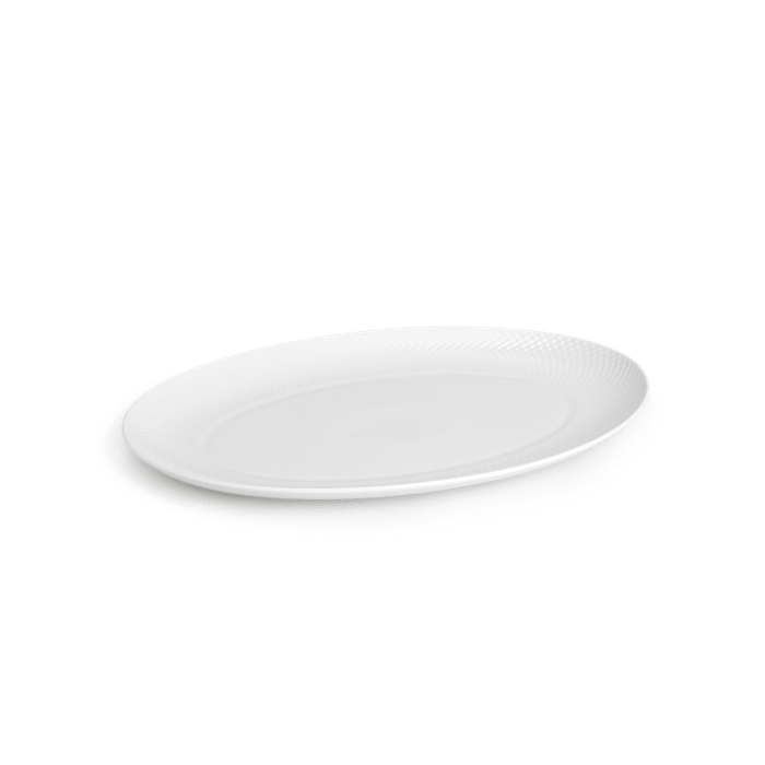 Lyngby Porcelæn Rhombe Oval Serving Dish, White