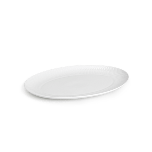 Lyngby Porcelæn Rhombe Oval Serving Dish, White