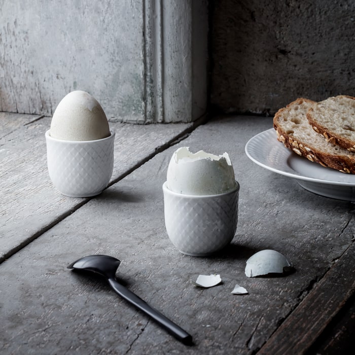 Lyngby Rhombe Egg Cup, White, 2 Pcs.