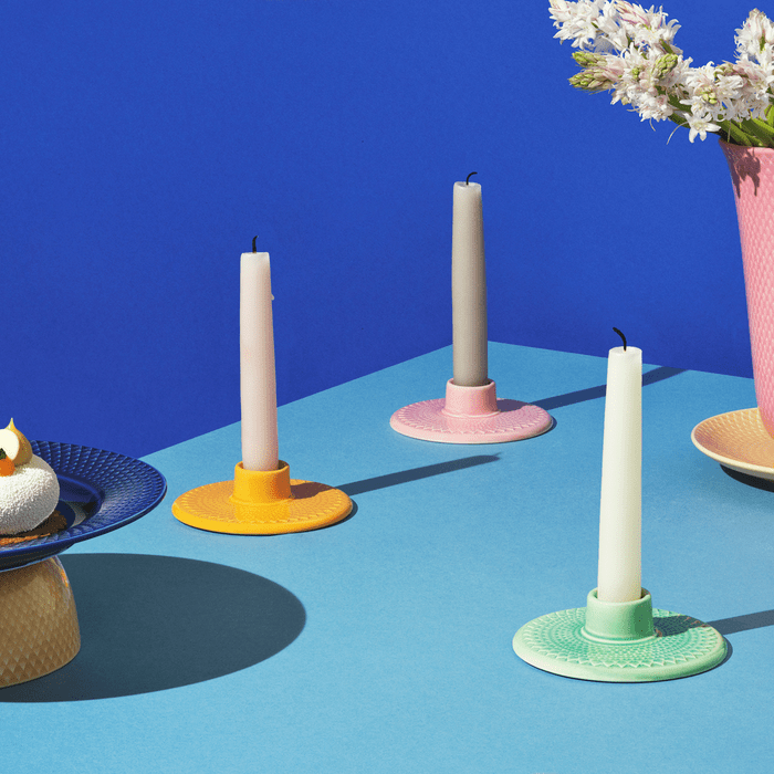Lyngby Porcelæn Rhombe Color Candleholder, Ø: 4.1"